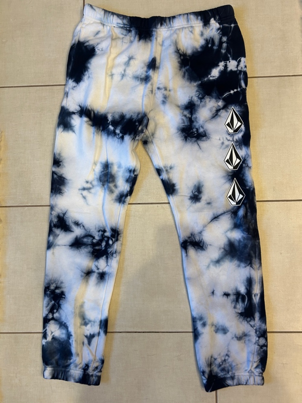 Volcom Kids Blue & White Tie-Dye Jogger SweatPants size XL 14/16 (women XS)